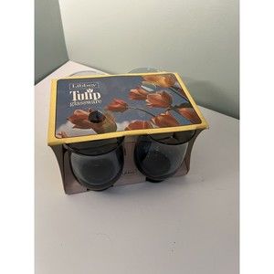 Set of 4x Libbey Dusky Blue Tulip Glassware Beverage 12.5oz #859 Glasses NOS